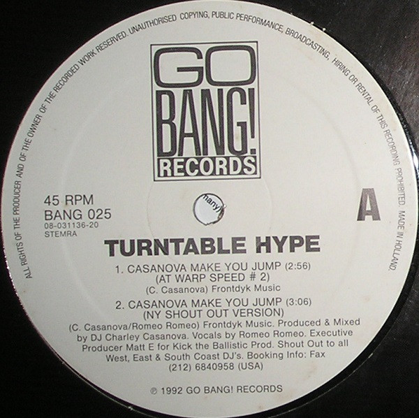 Turntable Hype Featuring Romeo Romeo - Techno Nation (Vocal Mixes) / Casanova Make You Jump (12")