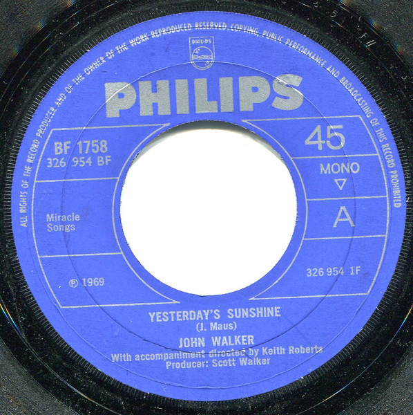 John Walker (3) - Yesterday's Sunshine  (7", Single, Mono)