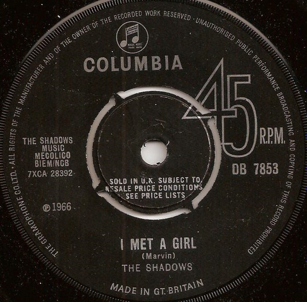 The Shadows - I Met A Girl (7", Single)