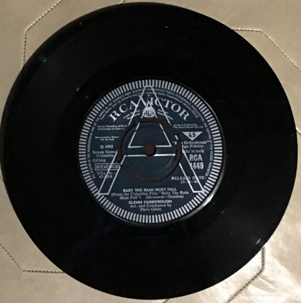 Glenn Yarbrough - Baby The Rain Must Fall / I've Been To Town (7", Single, Promo)