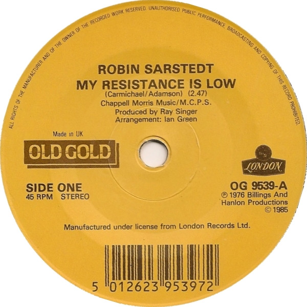 Robin Sarstedt / Gilbert Becaud* - My Resistance Is Low / A Little Love And Understanding (7", Single)