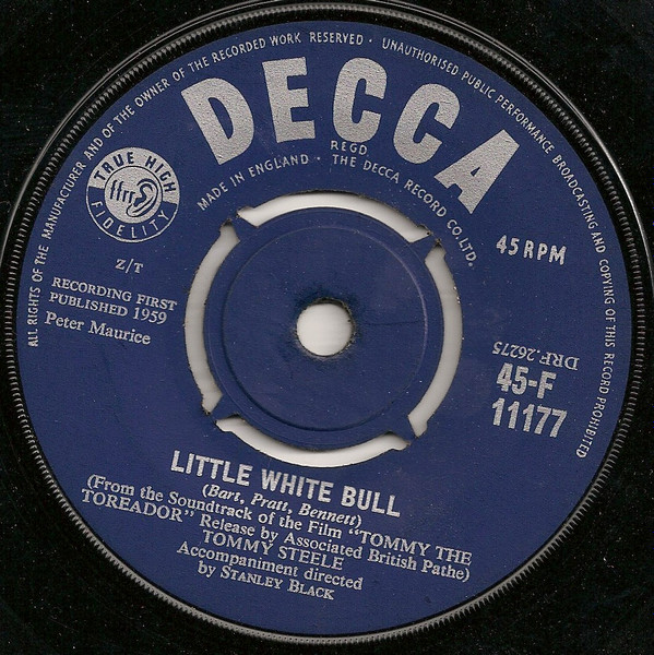 Tommy Steele - Little White Bull (7", Single, RP, 4-P)