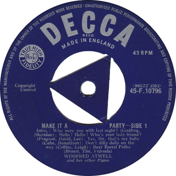 Winifred Atwell - Make It A Party (7", Single, RP)