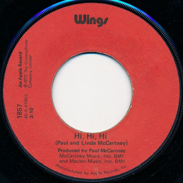 Wings (2) - Hi, Hi, Hi (7", Single, Win)