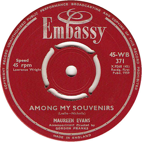 Maureen Evans - Among My Souvenirs (7")