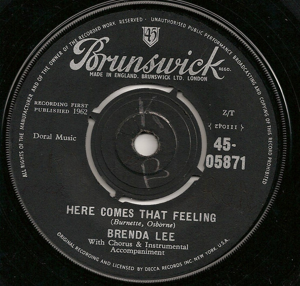 Brenda Lee - Here Comes That Feeling (7", Single)