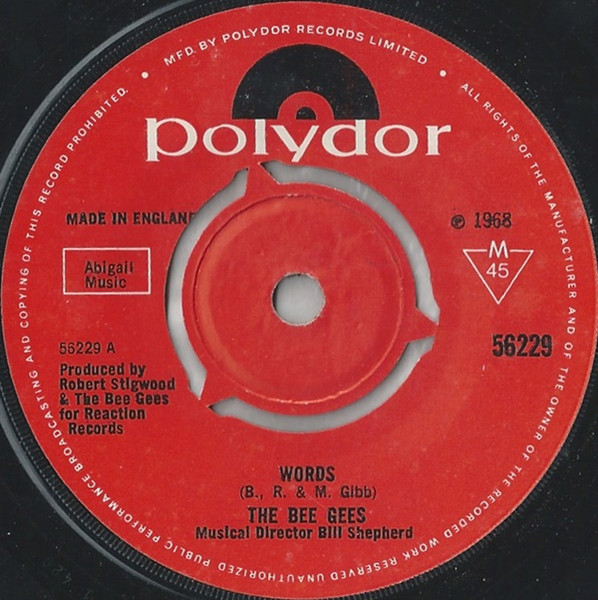 The Bee Gees* - Words (7", Single, Mono, 3 P)