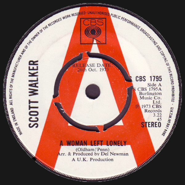 Scott Walker - A Woman Left Lonely (7", Single, Promo)