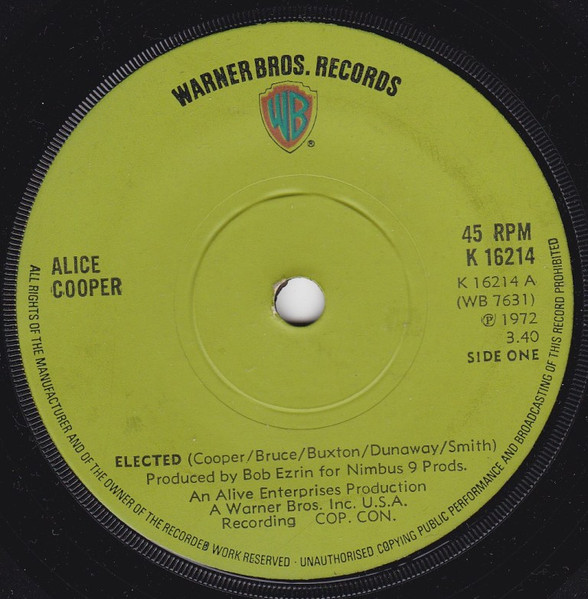 Alice Cooper - Elected (7", Single, Sol)