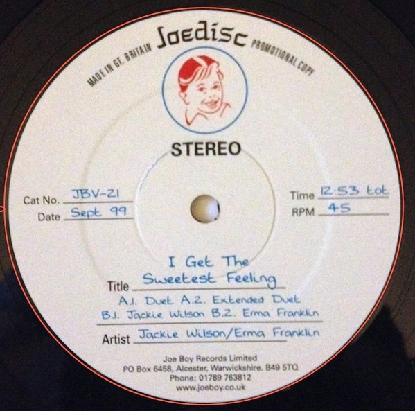 Jackie Wilson / Erma Franklin - I Get The Sweetest Feeling (12", Promo)