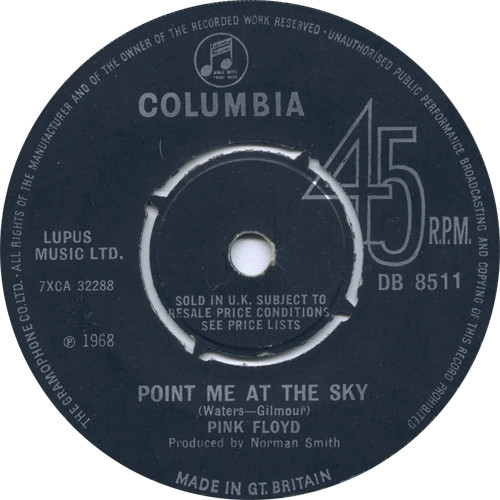 Pink Floyd - Point Me At The Sky (7", Single)
