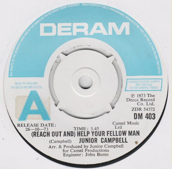 Junior Campbell - (Reach Out An) Help Your Fellow Man (7", Single, Promo)