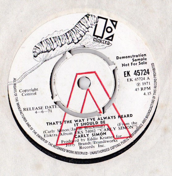 Carly Simon - That's The Way I've Always Heard It Should Be (7", Single, Promo)