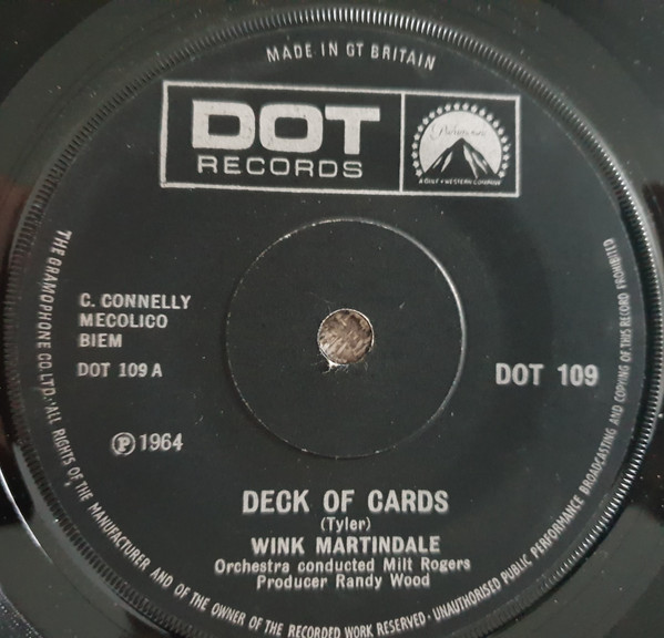 Wink Martindale - Deck Of Cards (7", Single, Sol)