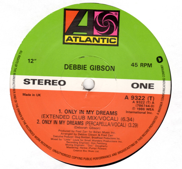 Debbie Gibson - Only In My Dreams (12", Gen)