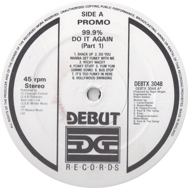 99.9% - Do It Again (Part One) (12", P/Mixed, Promo)