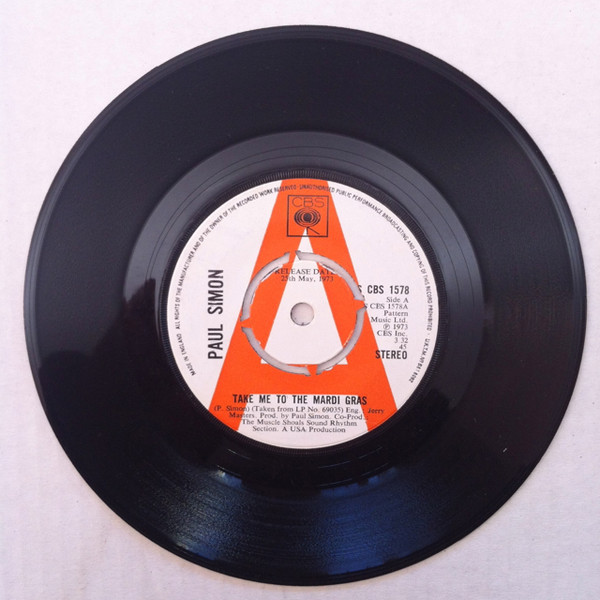 Paul Simon - Take Me To The Mardi Gras (7", Single, Promo)