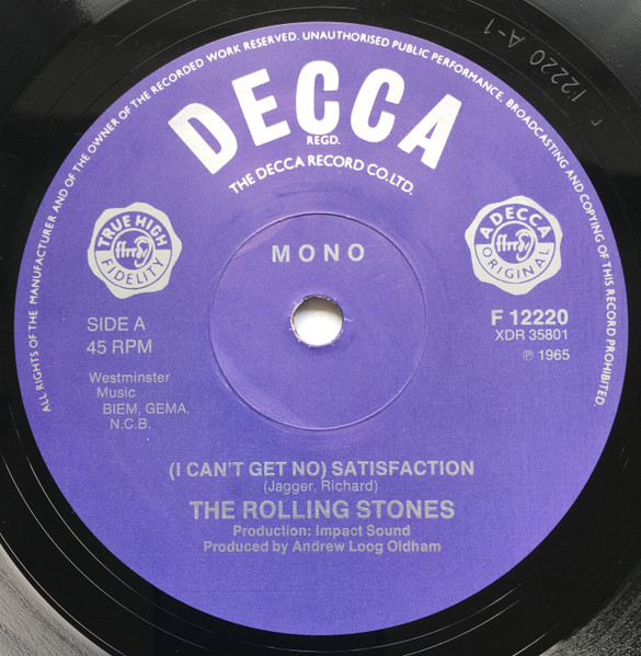 The Rolling Stones - (I Can't Get No) Satisfaction (7", Single, Mono, RE, Sol)