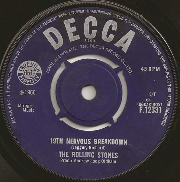 The Rolling Stones - 19th Nervous Breakdown (7", Single)