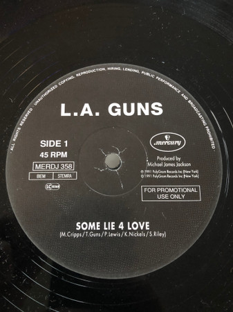 L.A. Guns - Some Lie 4 Love (12", Promo)