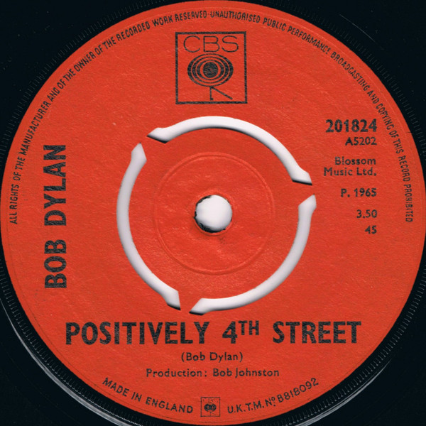 Bob Dylan - Positively 4th Street (7", Single, 3-P)