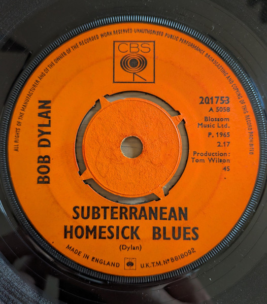Bob Dylan - Subterranean Homesick Blues (7", Single)