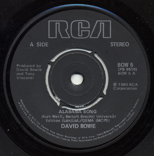 David Bowie - Alabama Song (7", Single)